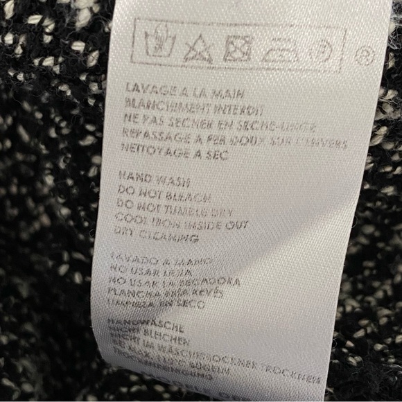 MAJE FIERE black knit white stripe trim crewneck zipper shoulder detail sweater - Picture 10 of 12